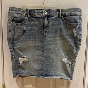 Torrid Blue Distressed Denim Pencil Skirt